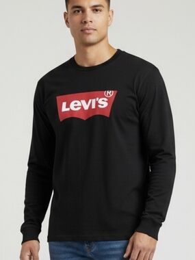 Levi's Black Long Sleeve Tee with Red Logo